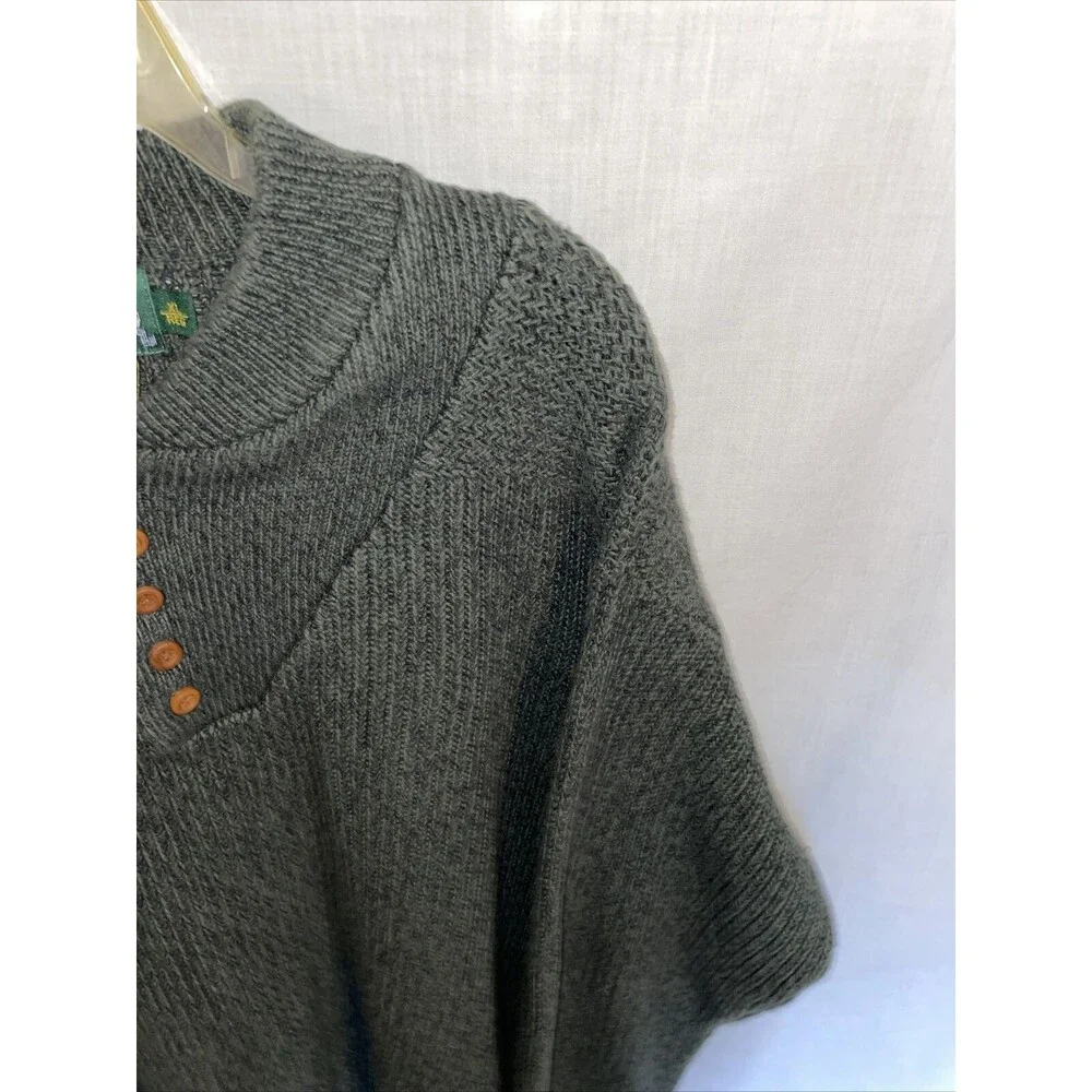 Cabela’s Mens Knit Sweater Size XL Green Dolman Sleeve Button Collar Comfort